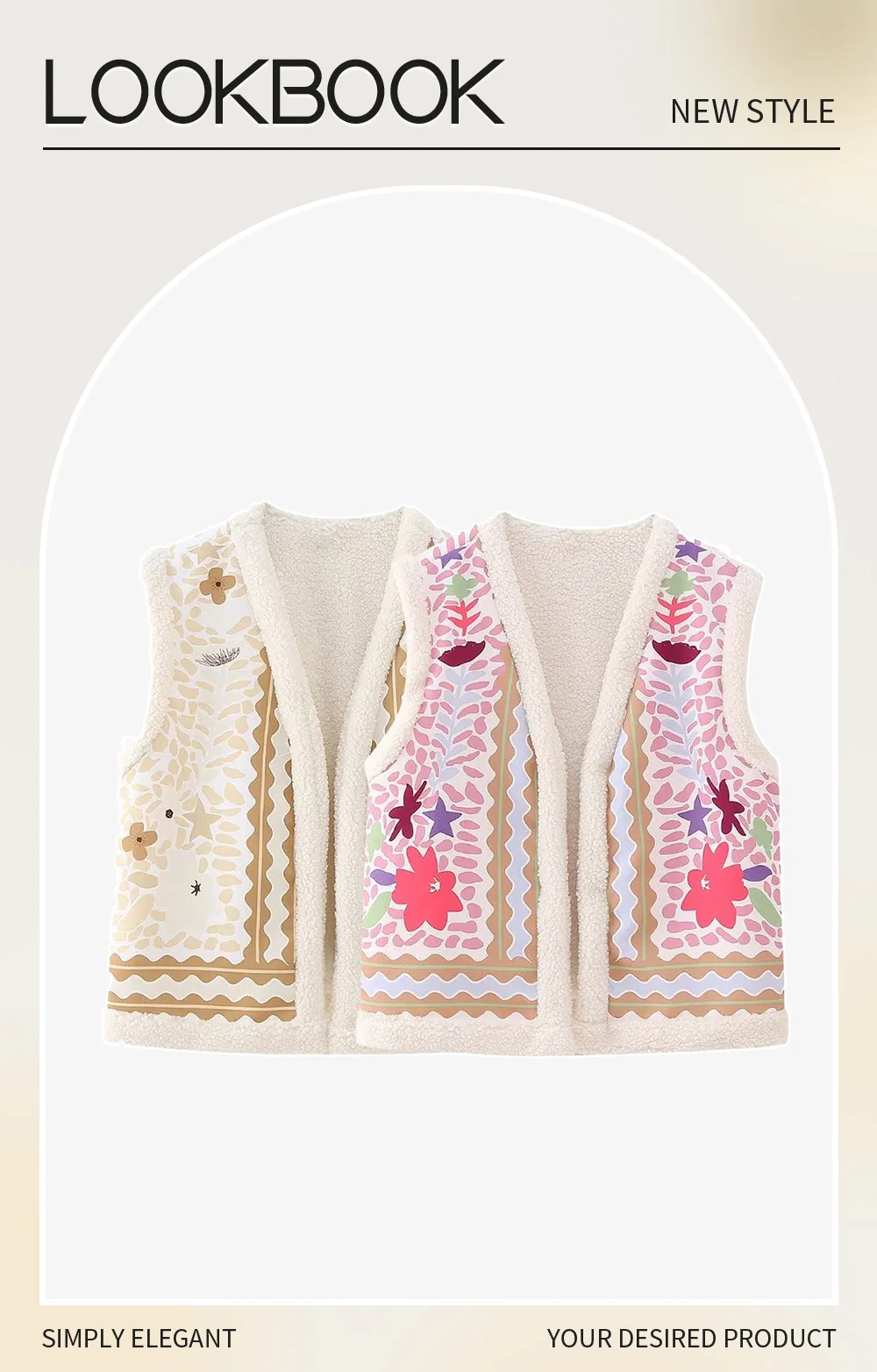 Description Picture 4 of itemUNIZERA 2023 Autumn New Product Women's Fashion Casual Loose Sleeveless Versatile Plush Printed Vest