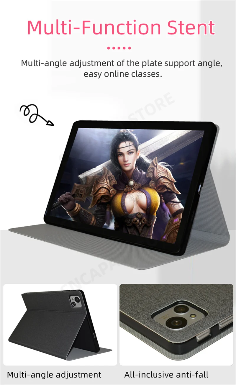 Description Picture 4 of itemFolio Book Cover For Blackview Tab 13 Case Smart Wake/Sleep 10.1 Inch Tablet Folding Stand Funda with Soft TPU Back Shell