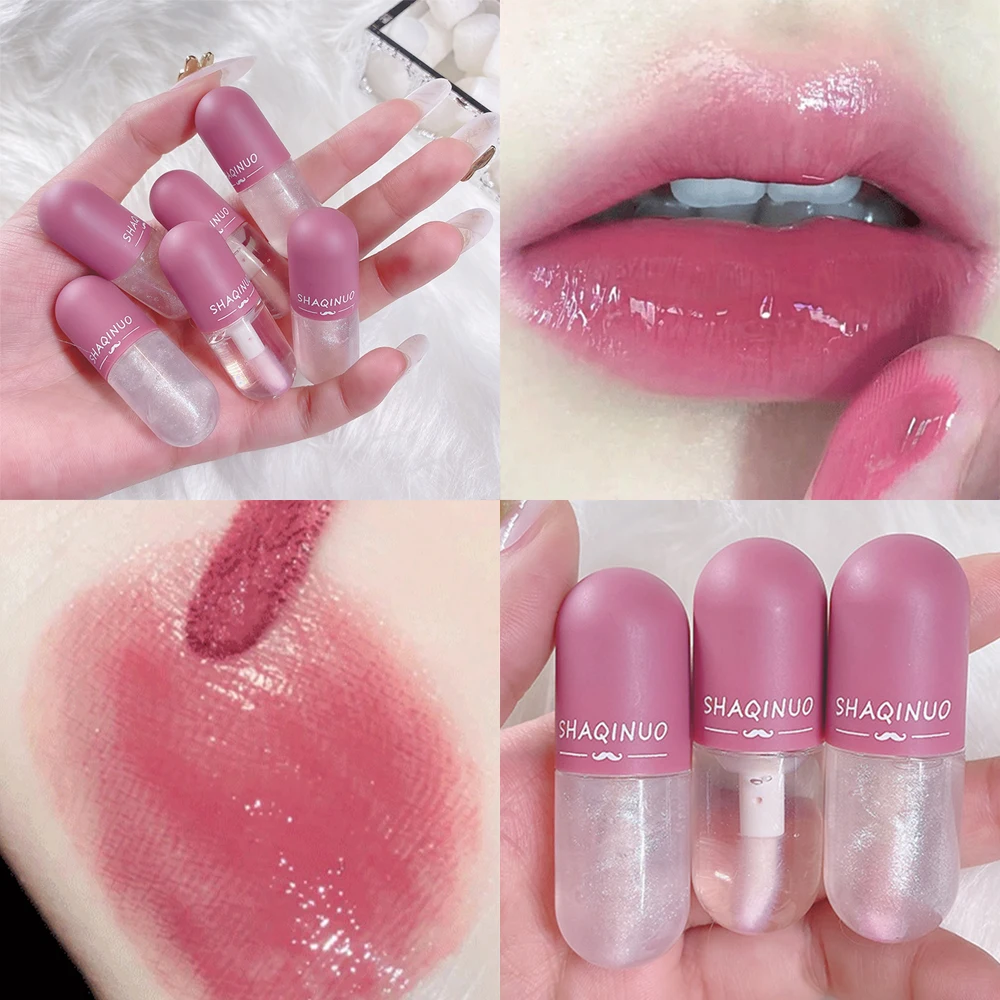 Description Picture 2 of itemTransparent Glitter Capsule Lip Gloss Color Changed Plumping Lip Glaze Crystal Jelly Moisturizing Lip Oil Lips Makeup Cosmetics