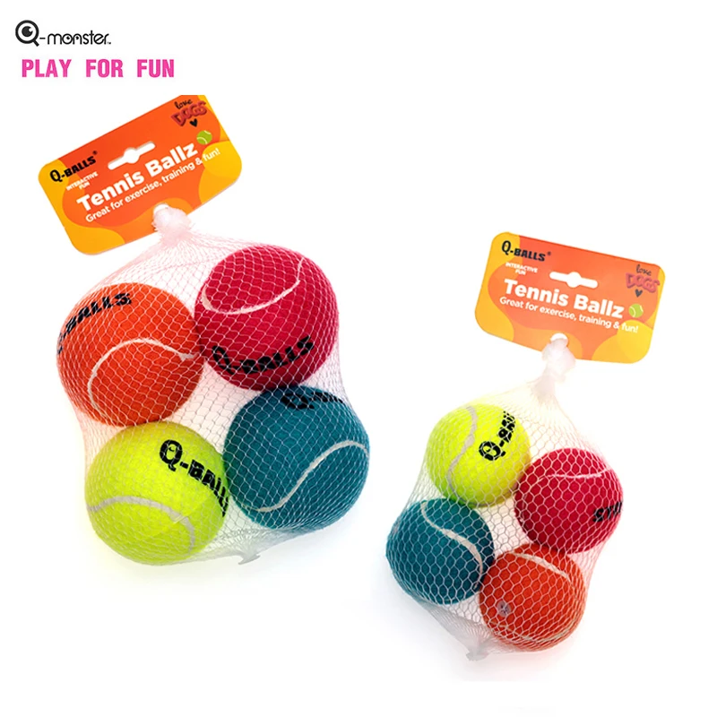 Description Picture 2 of itemDog Toy Set Q-MONSTER Thick Walled Natural Rubber Squeak Chew Balls for Dogs Tennis Interactive Bouncy Balls for Training 4-pack