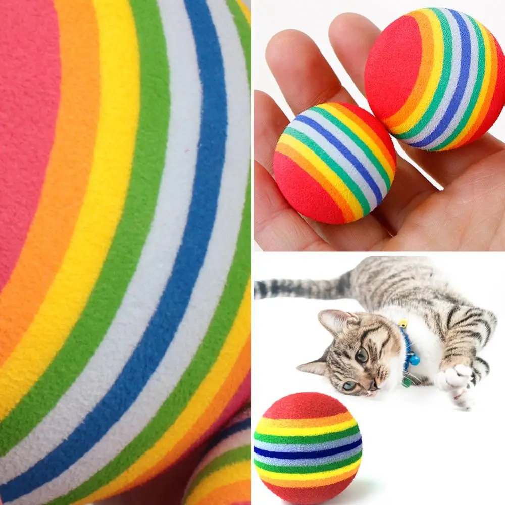 Description Picture 5 of item42mm Rainbow Pet Ball Pet Toy Baby Dog Cat Toys Colorful Play Balls For Pets Kitten Puppy Toys Funny EVA Balls Pets Products
