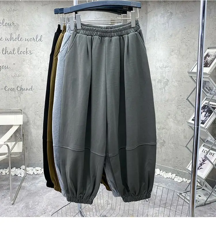 Deeptown Vintage Oversized Black Harem Pants Women Grey Sweatpants Harajuku Streetwear Fashion Trousers Casual Loose Fall Winter