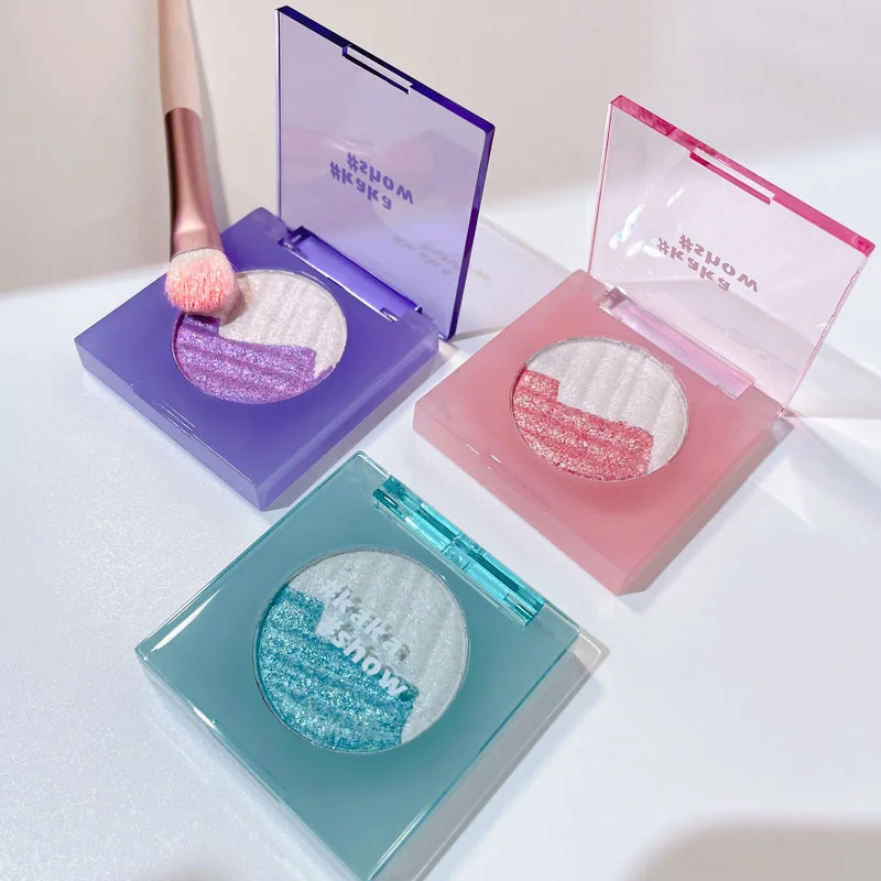Description Picture 4 of itemAurora Purple High Gloss Two-Color Highlighters Palette Makeup 3d Face Brighten Contour Shimmer Shadow Powder Body Illuminator