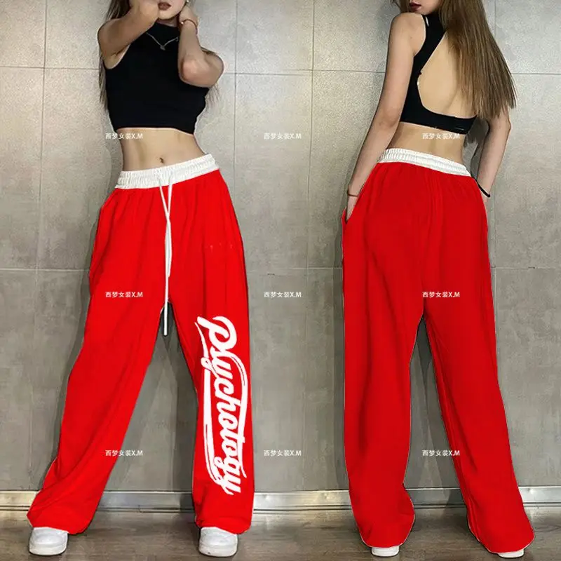 Description Picture 5 of itemHip Hop Women Casual Dance Sweatpants Spring Autumn Streetwear Fashion Elastic High Waist Loose Cotton Jogging Sports Trousers