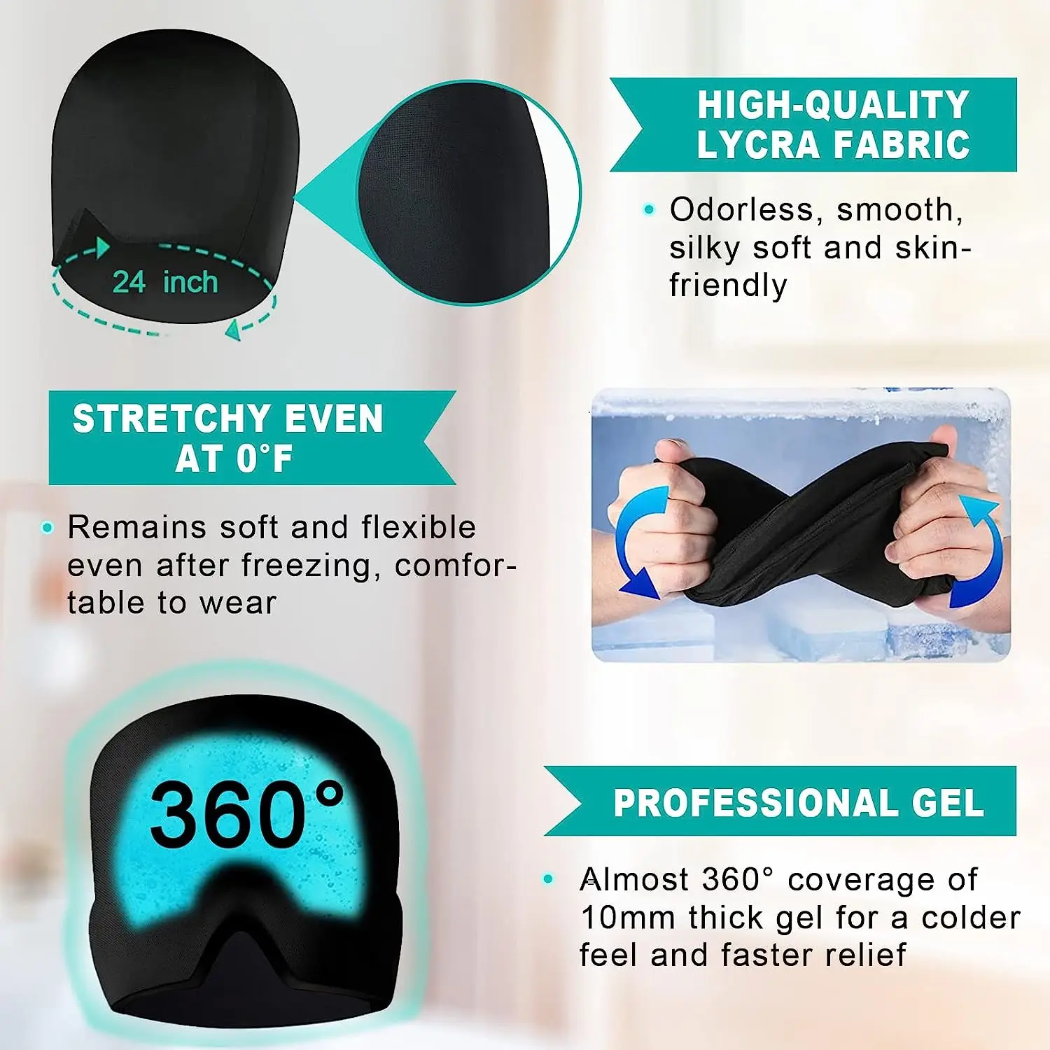 Description Picture 5 of itemMigraine Relief Hat headache hat Gel Hot Cold Therapy Ice Cap For Relieve Pain Ice Hat Eye Mask Stress Pressure Pain Relief