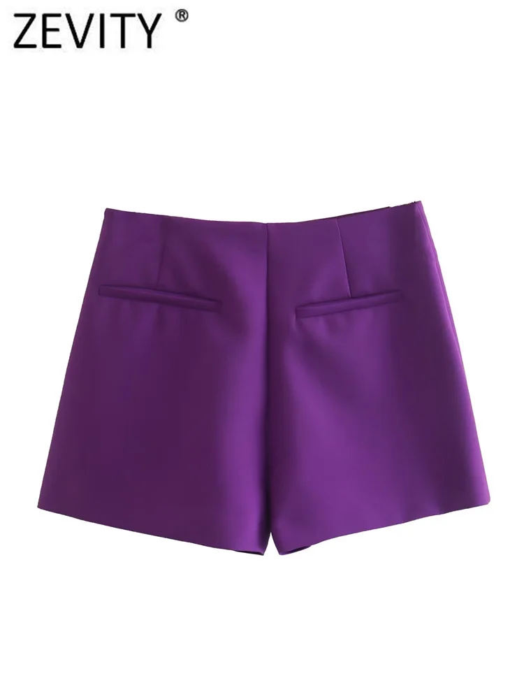 Description Picture 3 of itemZEVITY Women Fashion Asymmetrical Slim Shorts Skirts Office Lady Side Zipper Casual Hot Shorts Chic Pantalone Cortos P2944