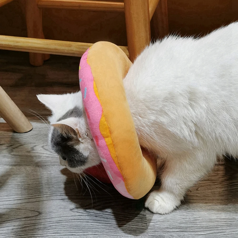 Pet Cat Donut Headgear Elizabeth Pet Protection Collars Recovery Cone Adjustable Cotton Blends Neck Prevent Bite Protection Coll