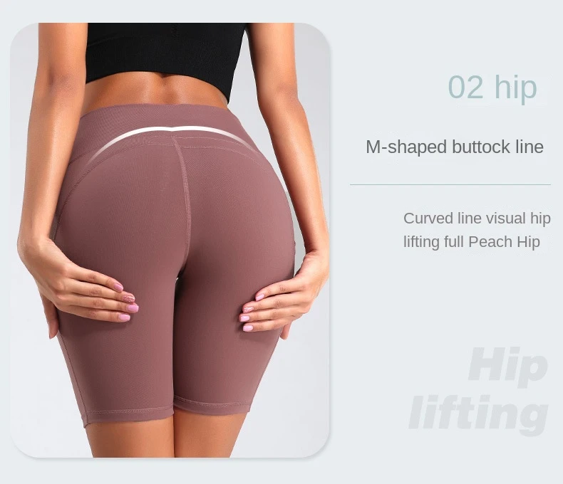 Description Picture 6 of itemFitness Sports Short Leggings Women Summer Solid High Waist Yoga Shorts with Pockets Girls Gym Workout Tights Cycling Sweetpants