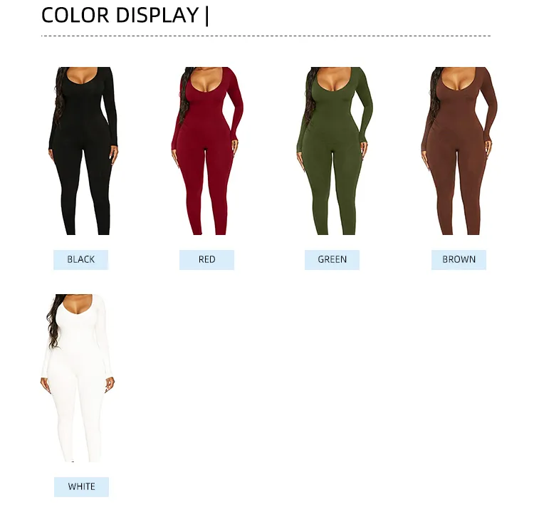 Description Picture 3 of itemII Women's Rompers Long Sleeve Solid Skinny Bodycon Jumpsuits Fashion Sports Fitness Casual Activity Streetwear Overalls