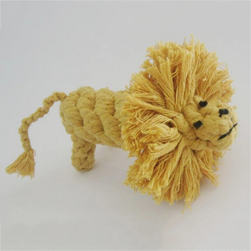 Description Picture 4 of item1 Piece Handmade Braided Funny Lion Pattern Dog Cotton Rope Toys Dogs Play Bite Toys Pet Chew Rope Toys Harmless Lion Style