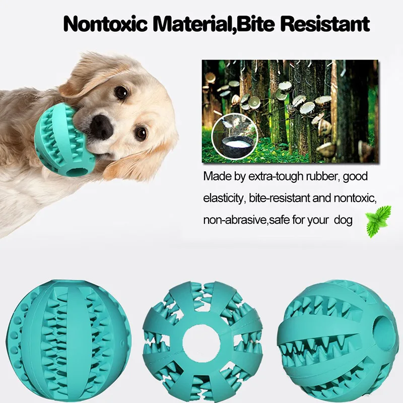 Description Picture 3 of itemPet Dog Toy Interactive Rubber Balls for Small Large Dogs Puppy Cat Chewing Toys Pet Tooth Cleaning Indestructible Dog Food Ball
