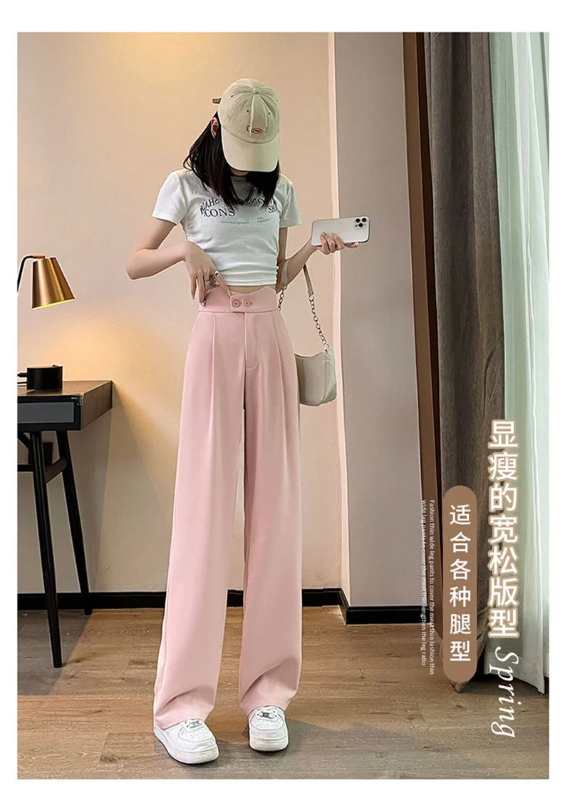 Description Picture 5 of itemStreetwear High Waist Pencil Pants Womens New Arrival Spring Korean Style Solid Color Loose Basic Office Lady Elegant Trousers