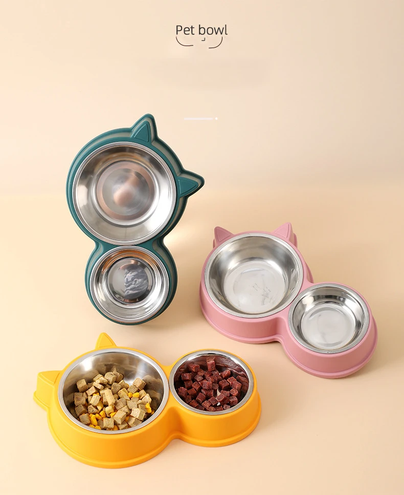 Description Picture 2 of itemNew puppy Kitten feeding supplies Two pet bowls Dog food drinker Stainless steel pet drinking dish Feeder access device
