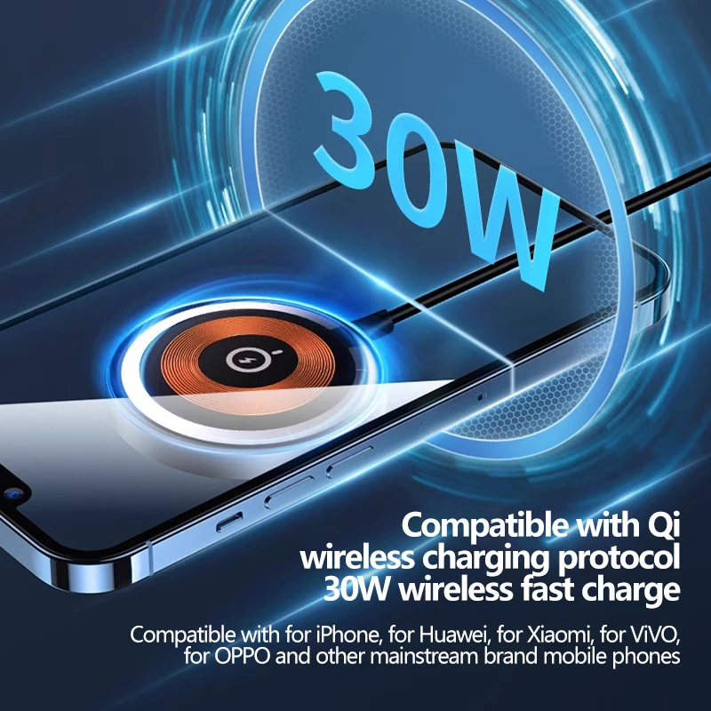 30W Type C Magnetic Wireless Charger For Samsung S22 S23 Ultra Iconic Brand Fast Charging For iPhone 15 14 13 Pro Max Wireless Charger