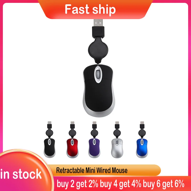 NEW Retractable Mini Wired Mouse Ultra-lightweight Design USB Gaming Mice Computer peripheral accessories For PC Laptop
