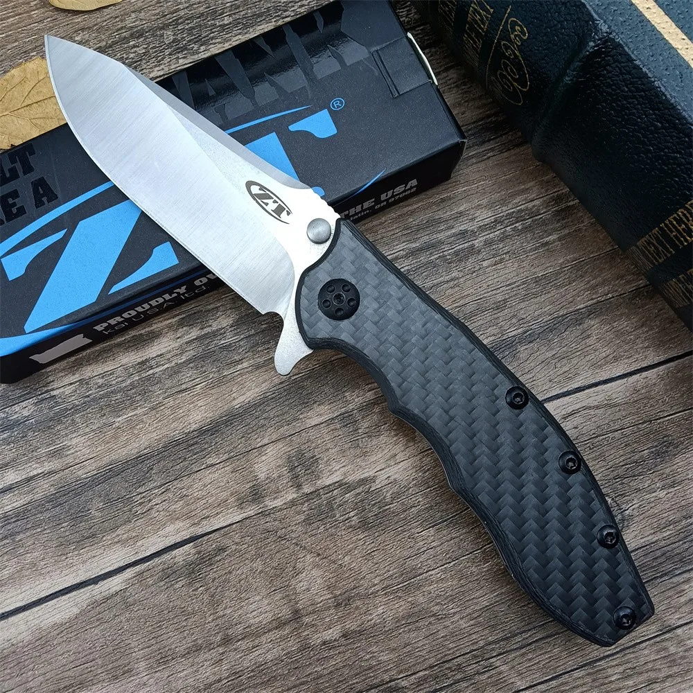 Description Picture 3 of itemZero Tolerance ZT0562 Hinderer Slicer Folding Knife D2 Blade Carbon Fiber Handle Hunting Outdoor Survival 0562CF Pocket Knife