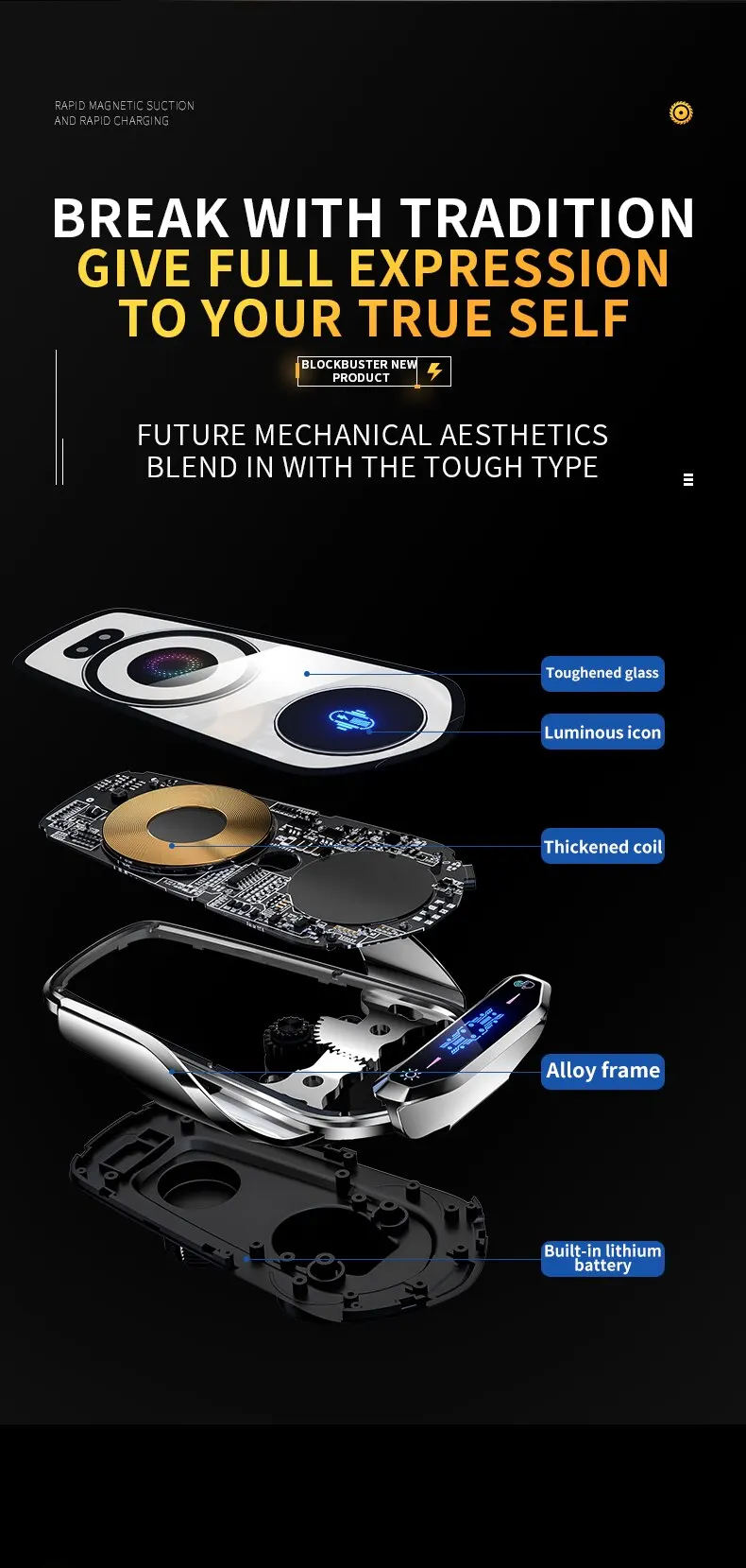 Description Picture 6 of itemCar Wireless Charger Phone Holder Mount 15W Fast Charging Station For iPhone Samsung Iconic Brand Auto Magnetic Wireless Car Chargers