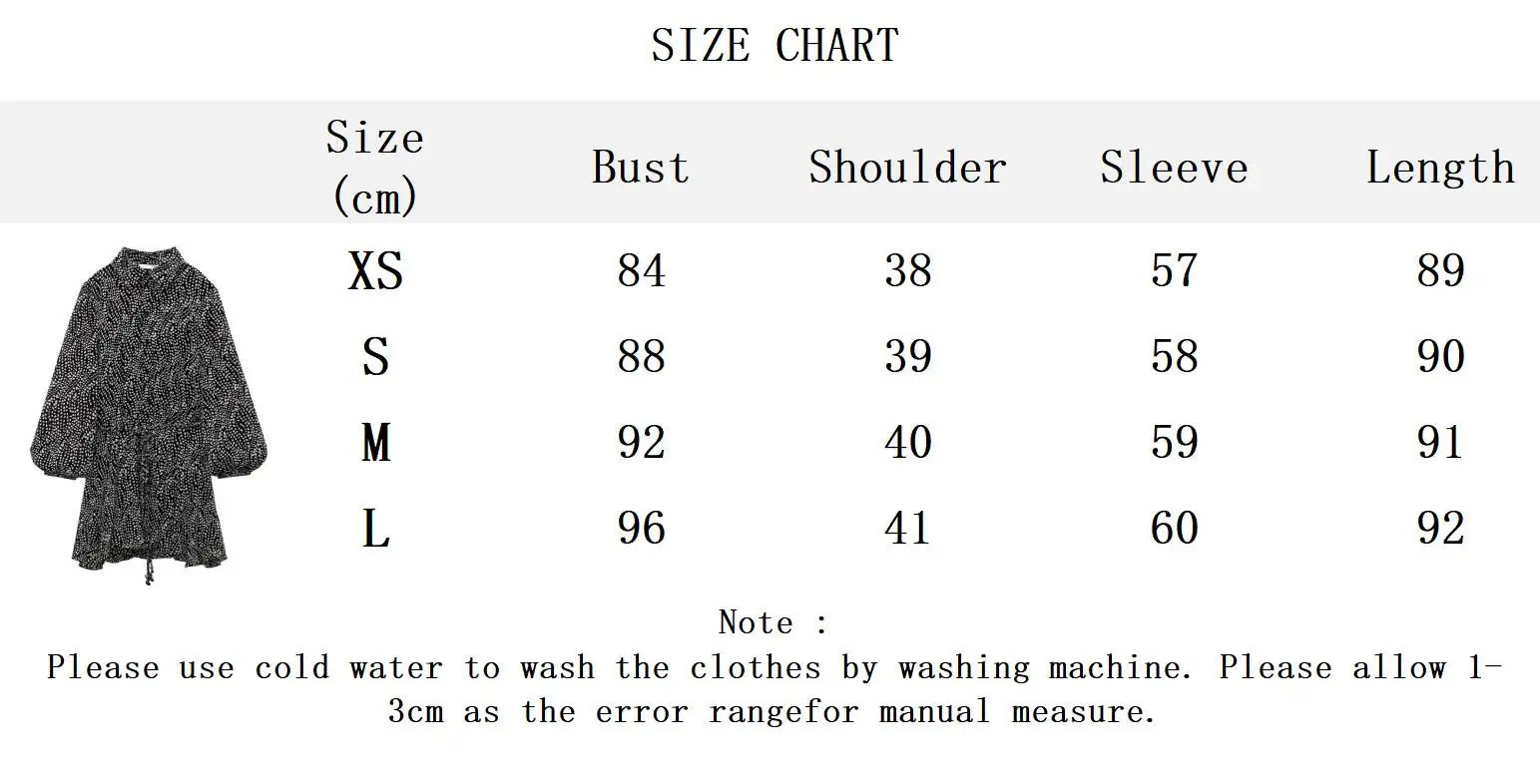 Description Picture 2 of itemDot Printed Lace-up Mini Dress 2024 Spring Casual Chic Long Sleeve Lapel Collar Shirt Dresses Women Elegant Fashion Vestidos