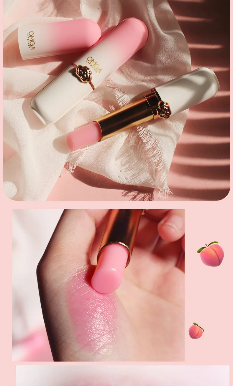 Description Picture 4 of itemPeach Color Lip Balm Crystal Temperature Change Lipstick Girl Moisturizing LongLasting Lip Gloss Makeup Lip Care Repair Cosmetic