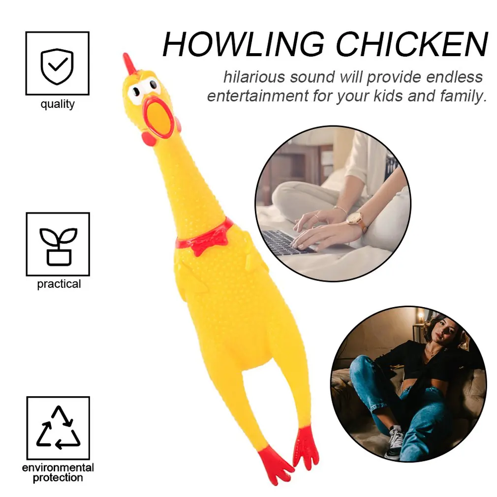 Description Picture 6 of itemScreaming Chicken Yellow Rubber Squaking Chicken Toy Novelty Durable Rubber Chicken Perfect Gift for Kids and Dogs Fast Delivery