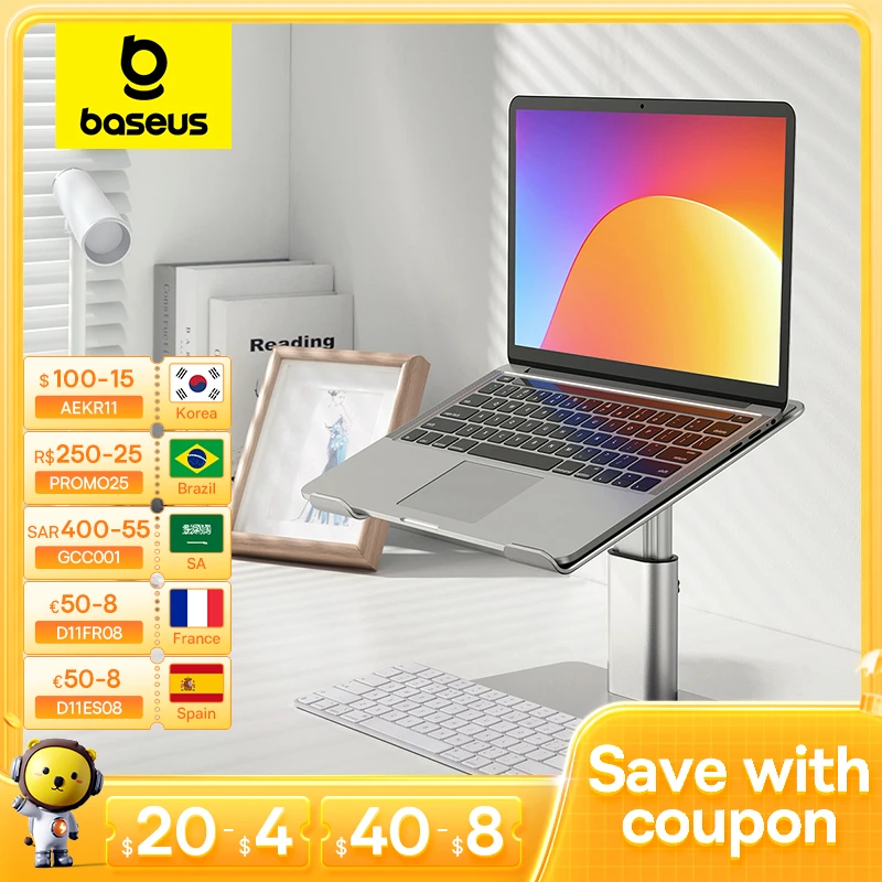 Baseus Laptop Stand for Macbook Air Pro Foldable Aluminum Vertical Notebook Stand Scalable Adjustable Support Tablet Kickstand