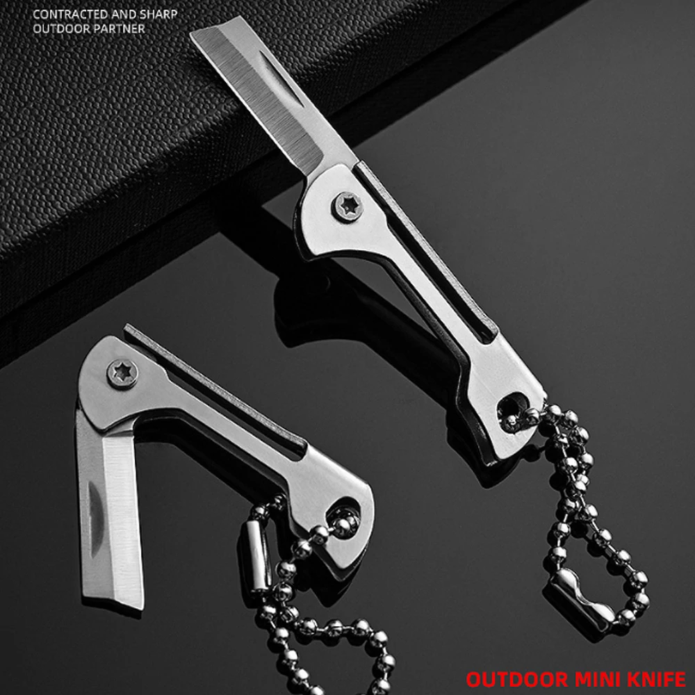 Description Picture 5 of itemMini Stainless Steel Square Head Mini Folding Knife Sharp Easy To Carry Express Delivery Unpacking Keychain Portable Knife