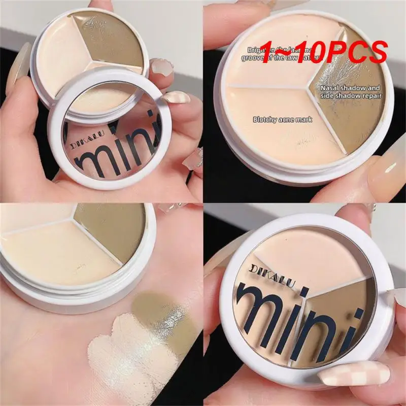 1~10PCS Moisturizing Contour Concealer Palette with Brush 3 Colors Full Coverage Acne Spot Dark Circles Concealer Cream Makeup