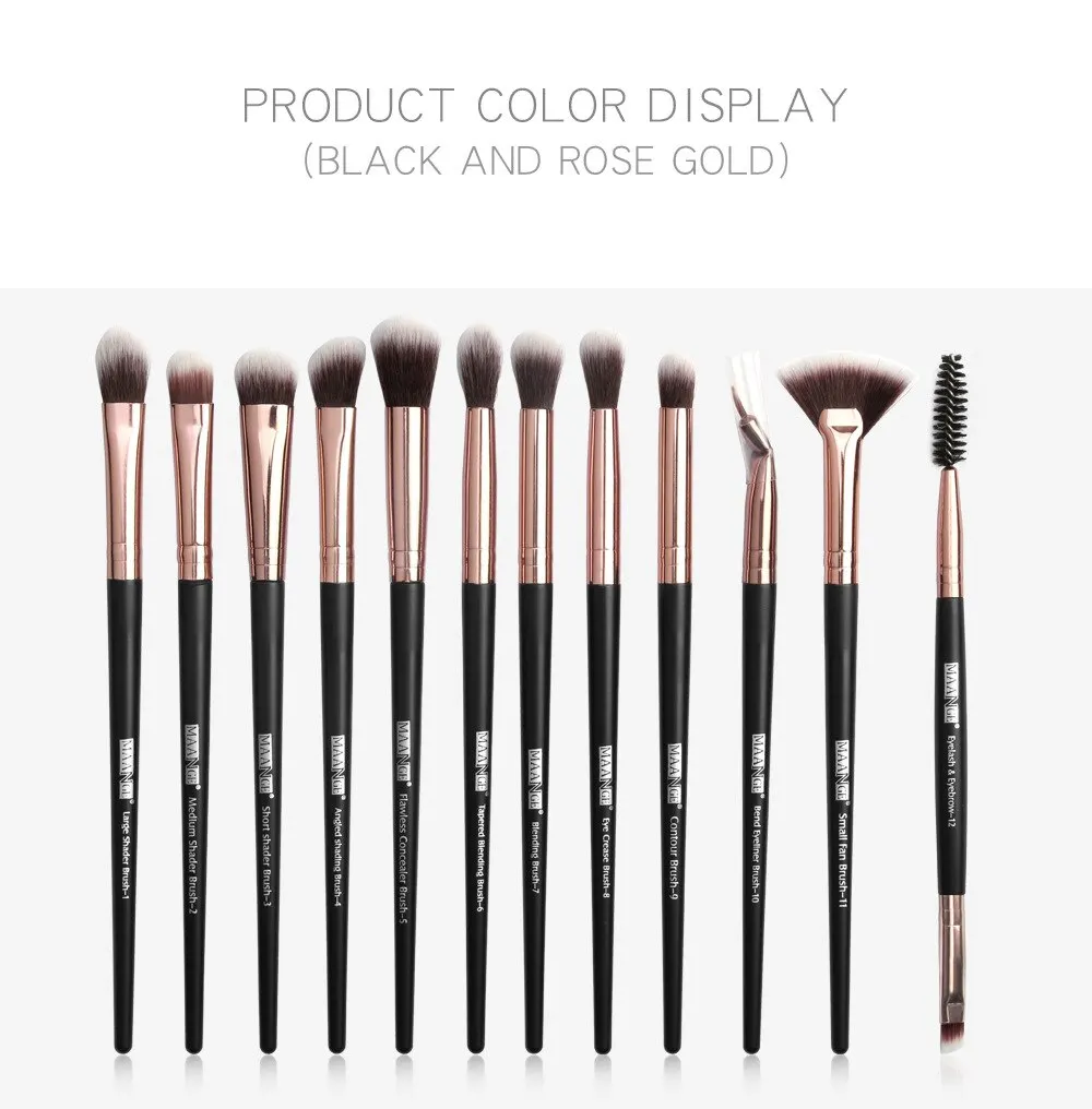 Description Picture 4 of itemMaange 12pcs Eye Makeup Brush Sets Makeup Tools Eye Shadow Brush Concealer Brush Blending Brush Lip Brush For Makeup Beginner