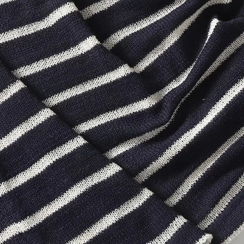 Description Picture 6 of itemWomen 2023 New Chic Fashion Polo shirt Neck Loose Casual stripes Midi Dress Vintage Short Sleeve Female Dresses robe Mujer