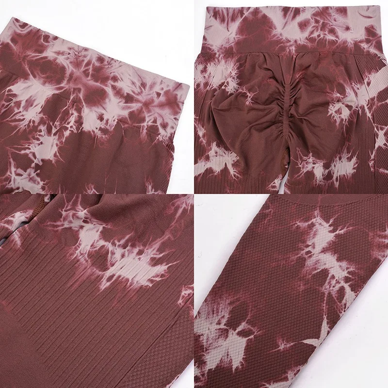 Description Picture 3 of item17 Colors Tie Dye Yoga Pants Sport Leggings Women Seamless High Waist Push Up Woman Tights Fitness Workout Leggins Gym Clothing