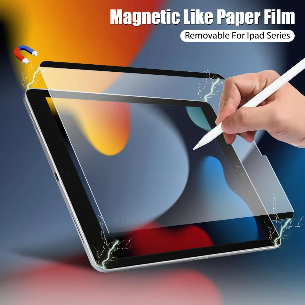 Magnetic Paper Like Screen Protector For Ipad 9 8 7 6 5 9th Generation 10 Ipad Pro 11 12.9 10.5 9.7 Air 5 4 Mini 6 Reusable Film