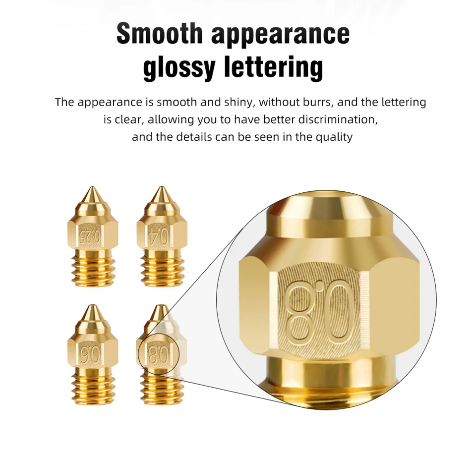 Description Picture 6 of itemHigh Quality CR6 SE Nozzle MK8 Brass/Copper Plated Sharp M6 Thread Nozzles 0.25/0.4/0.6/0.8mm For CR6 SE Ender 3 S1 3D Printer