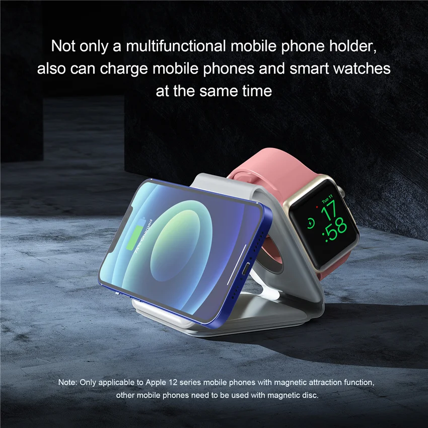 3 in 1 Magnetic Wireless Charger Pad Stand for iPhone 14 13 12 Pro Max Fast Charging Dock Station for Apple Watch AirPods