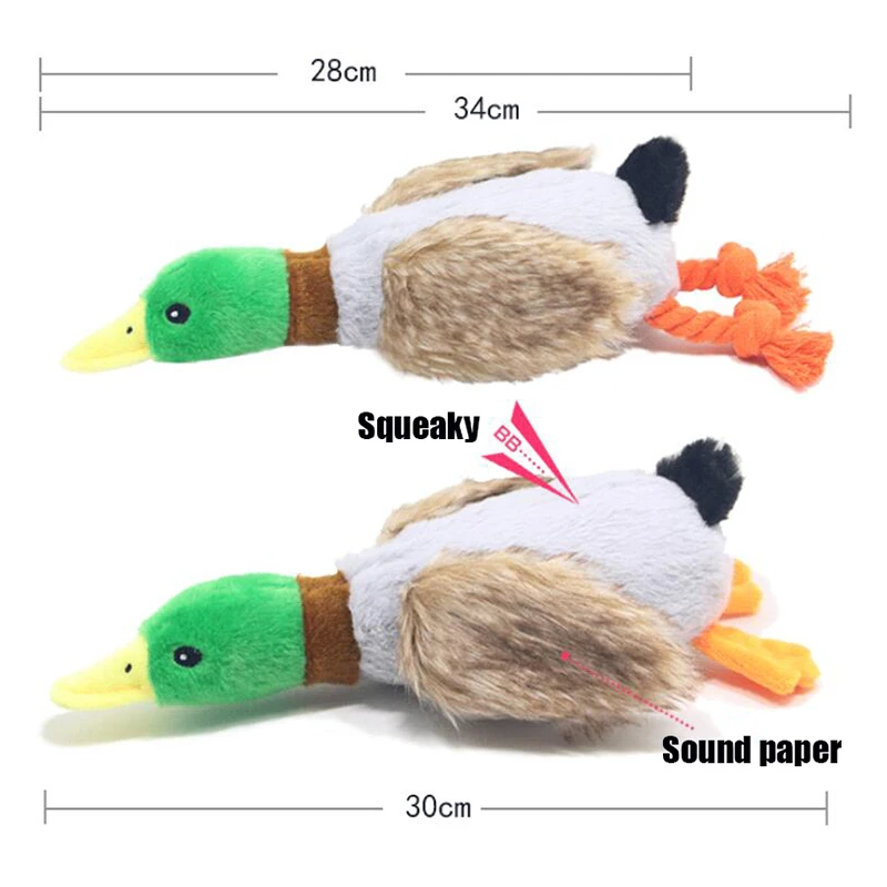 Description Picture 2 of itemCute Plush Duck Sound Toy Stuffed Squeaky Animal Squeak Dog Toy Cleaning Tooth Dog Chew Rope Toys Pet Dog Accessories Toys