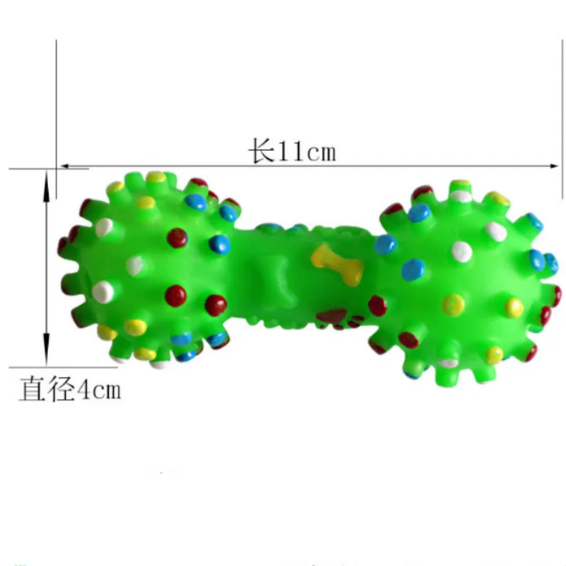 Description Picture 2 of item1pcs Pet Chew Toys Pet Tpr Set Interactive Playing Funny Molar Dumbbell Polka Dot Squeaky Toy Rubber Dumbbell Chewing Funny Toy