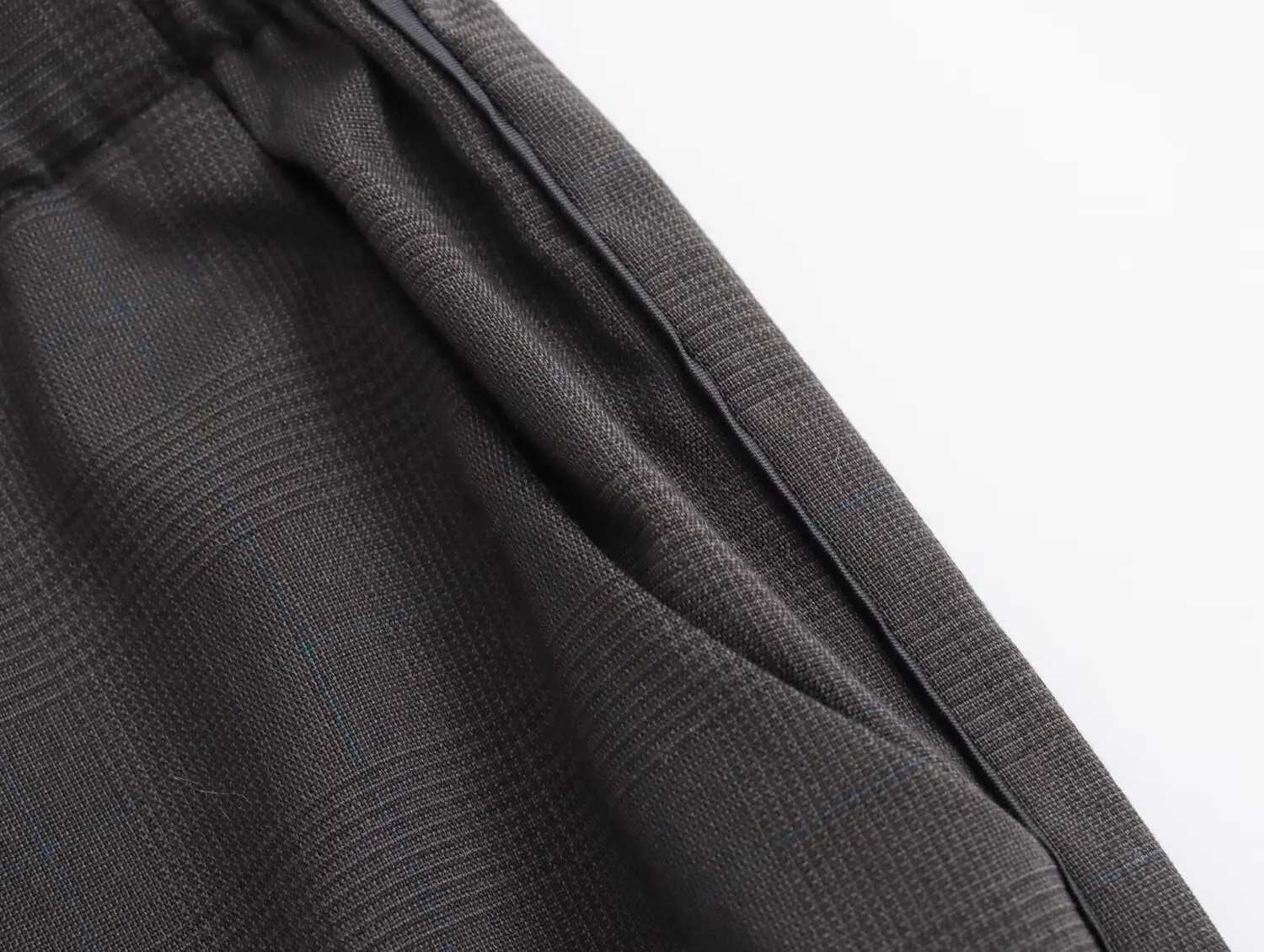 Description Picture 6 of itemTRAF Plaid Wide Leg Pants for Women Contrast Mid Rise Baggy Pants Woman Pleated Casual Trousers Womens Streetwear Women's Pants