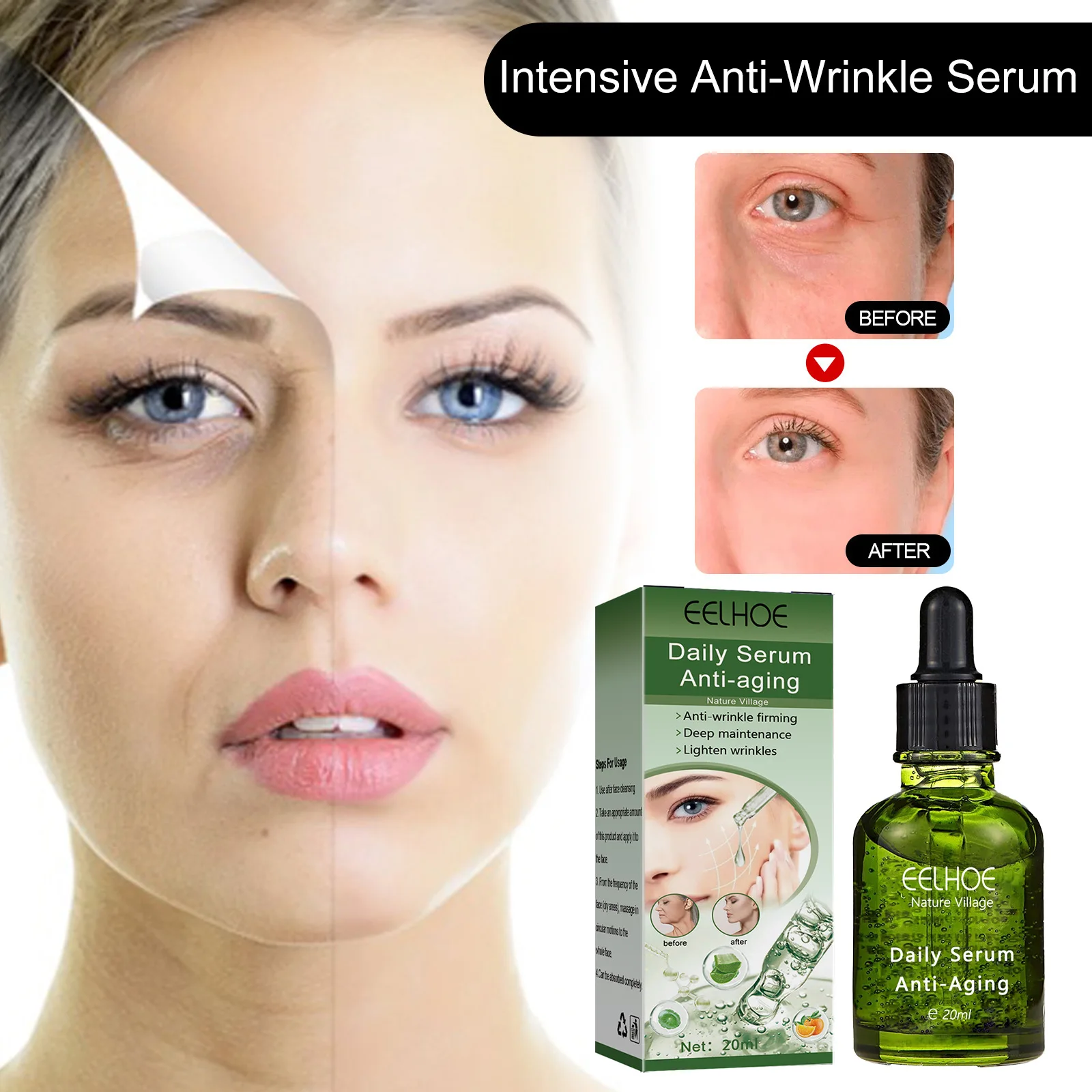 Description Picture 2 of itemInstant Wrinkle Remover Whitening Essence Lift Firming Fade Face Fine Lines Brighten Nourish Beauty Skin Care Moisturizing Serum