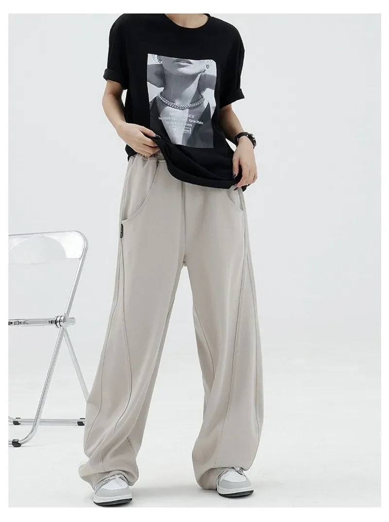 Description Picture 5 of itemZoki Fashion Bf Oversize Sweatpants Streetwear High Waist Women Loose Y2K Wide Leg Pants Korean Vintage Pockets Casual Trousers