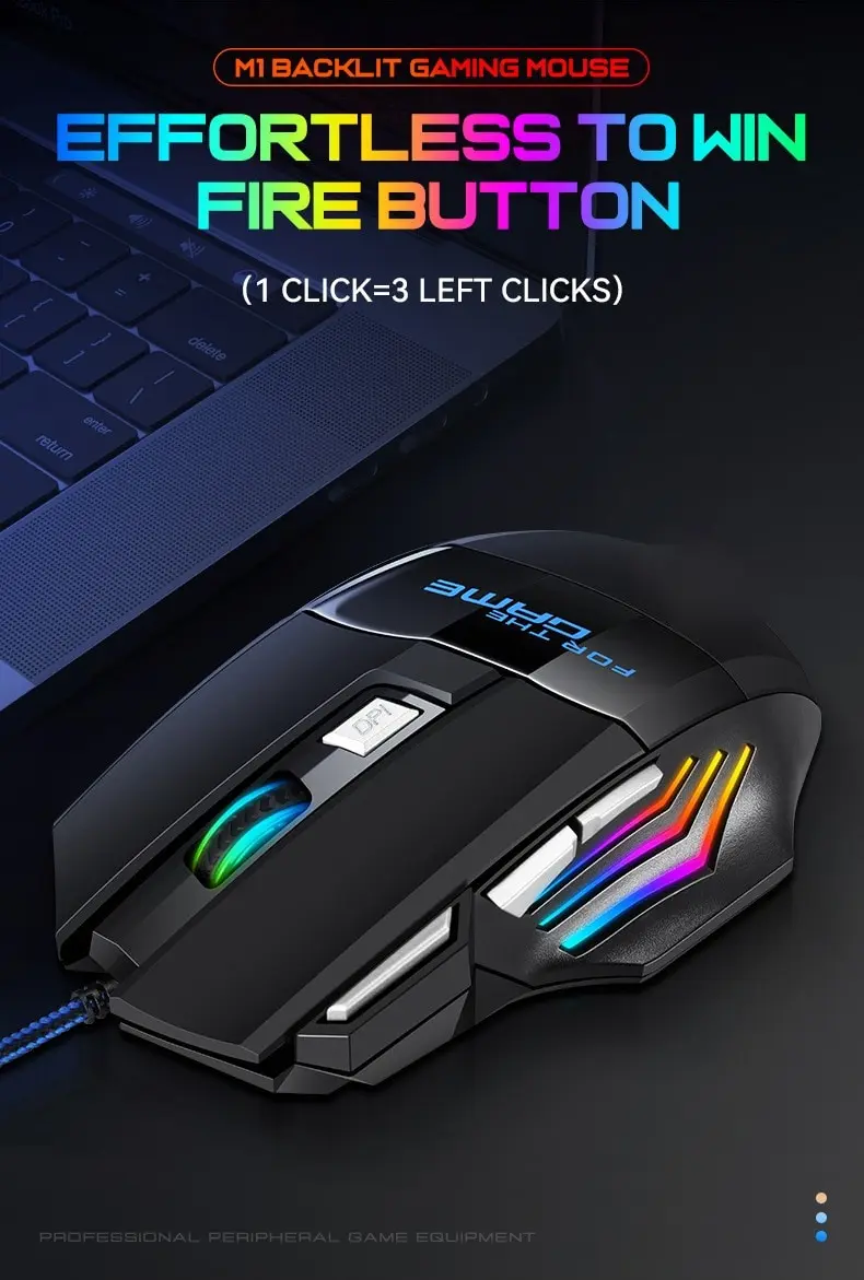 Description Picture 2 of item1 PC ITLY New Hyperspeed USB Gaming Mouse RGB Backlit Ergonomic Game Mice 7D Esports Wired Mouse for Laptop PC Gamer