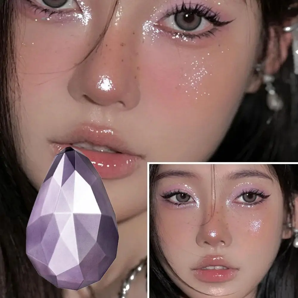 Description Picture 3 of itemMonochrome Diamond Glitter Highlighter Palette Makeup Face and Body Brighten Pearlescent White Polarized Purple Highlight Makeup
