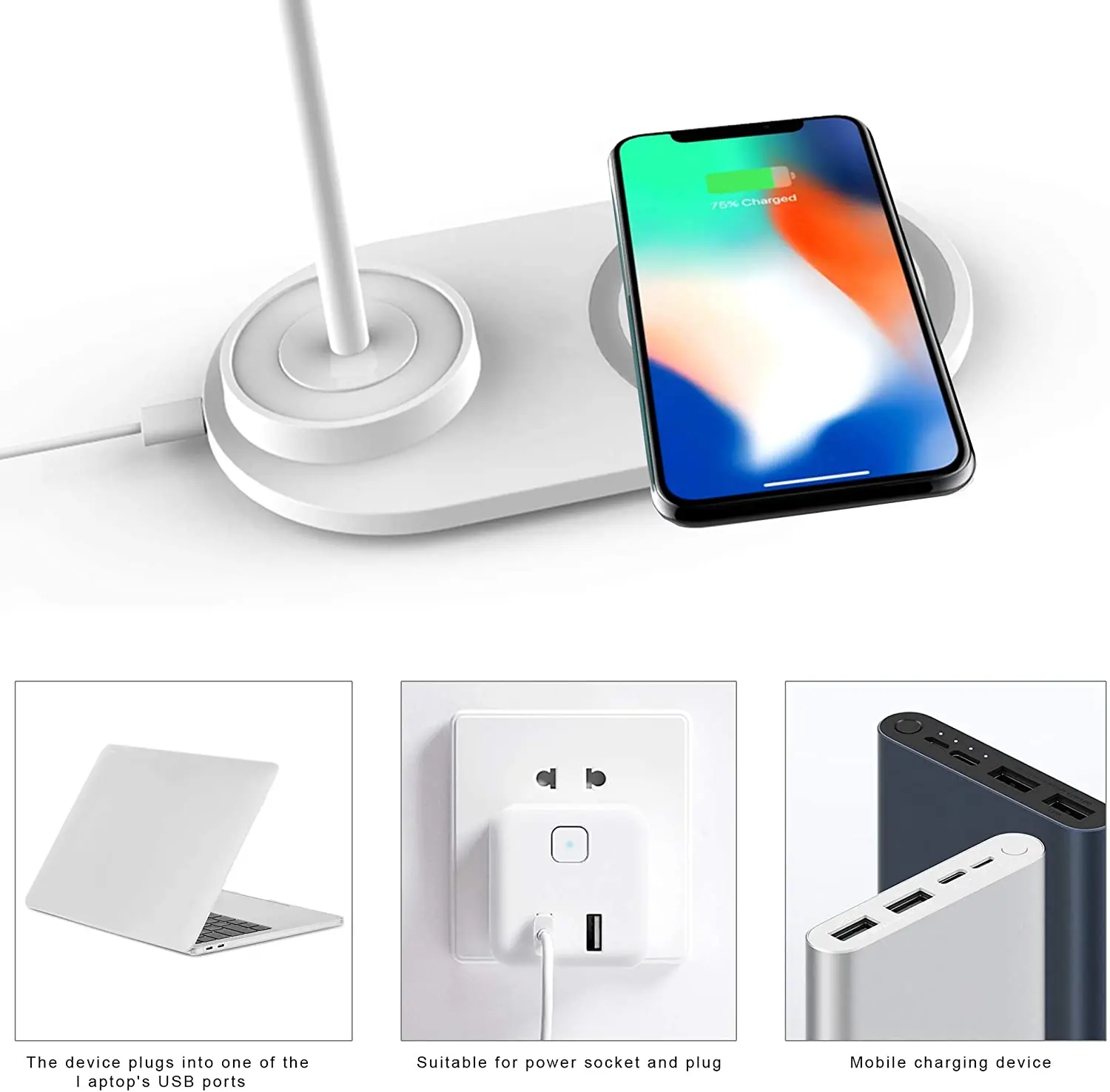 50W Wireless Charging LED Table Lamp For Samsung S20/S10/Note10 Fast Wireless Charger For iPhone 12 11Pro/Xr/Xs/8 Adjustable