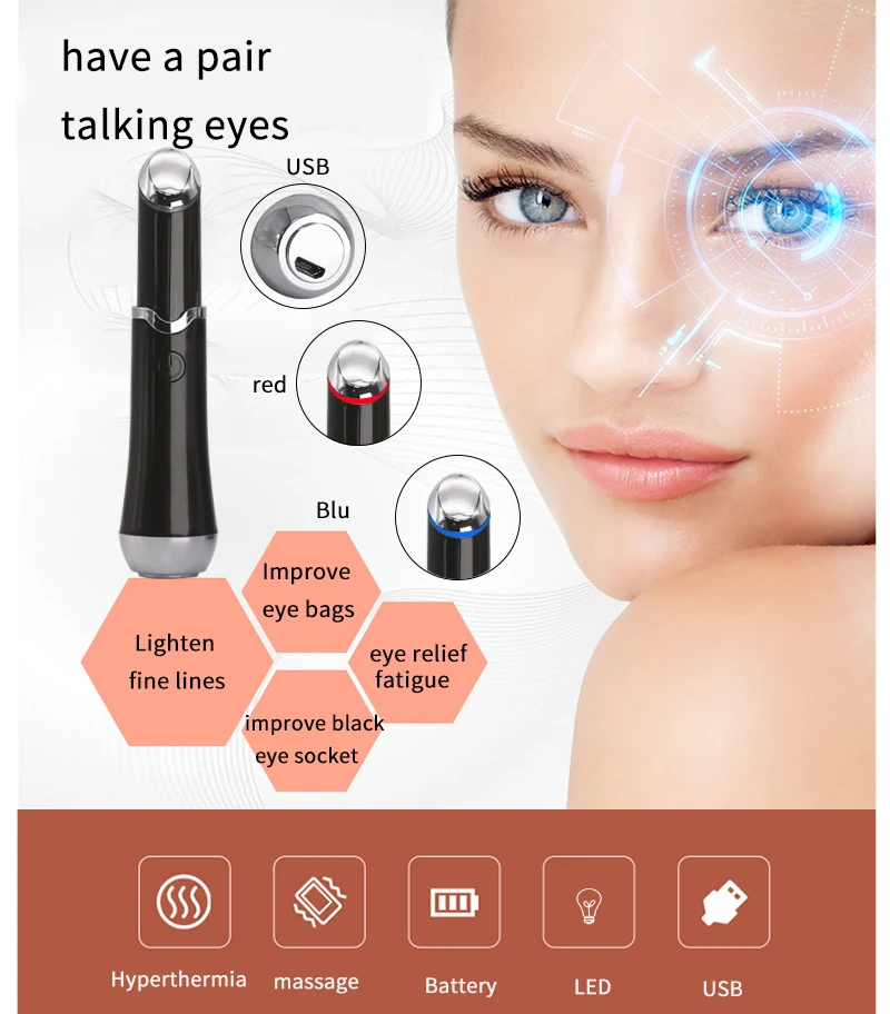 Description Picture 2 of item2 In 1 Electric Eye Massager Anti Wrinkle Eye Massage Instrument Eye Care LED Photon Vibration Heated Anti-aging Wrinkle Skin Ca