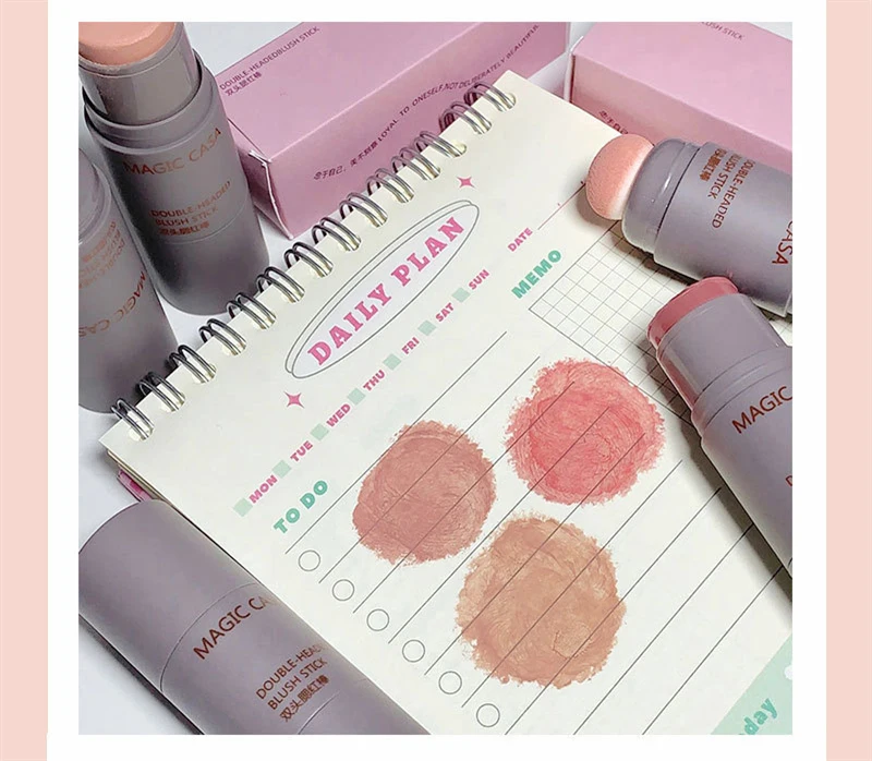 Description Picture 5 of itemDouble-ended Blush Stick Waterproof Brightening Face Contouring Shadow Blusher Long-lasting Korean Makeup Cosmetics