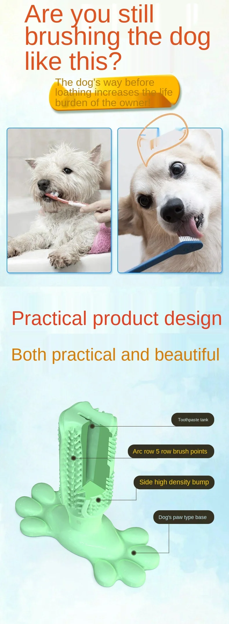 Description Picture 4 of itemPet Dog Toothbrush Chew Toy Doggy Brush Stick Soft Rubber Teeth Cleaning Dot Massage Toothpaste for Small dogs Pets Toothbrushes