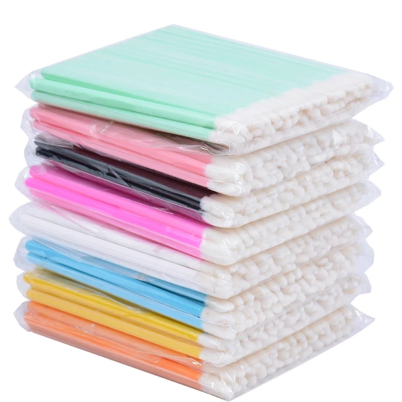 500PCS Disposable Lip Brush Soft Cotton Head Wholesale lip gloss Wands Applicator Eyelash Cleaning Make Up Cosmetic Tools
