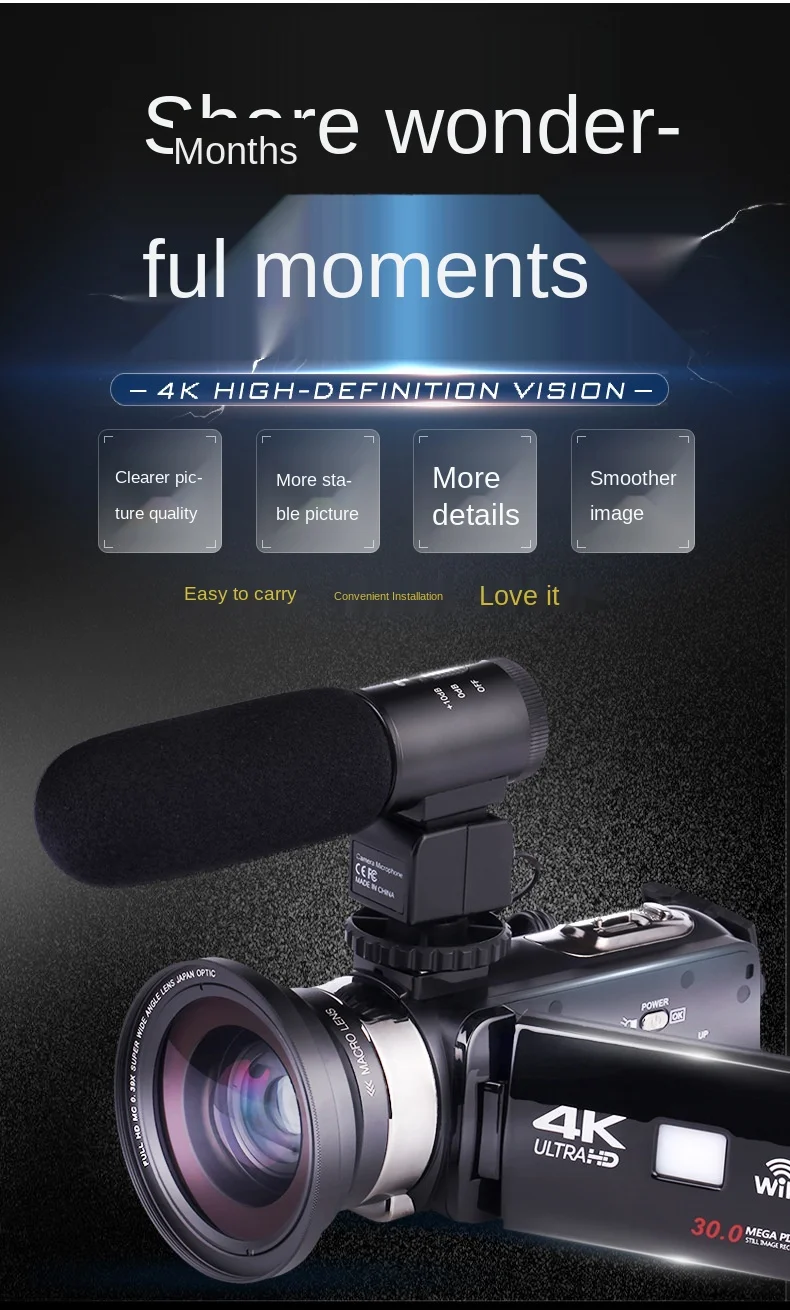 Description Picture 3 of itemVENIBORY 2021 4K Video Camera 48MP 18X Digital Zoom Camera For Vlogging Youtube 10 Reflectors 3.0 Degrees Video Camera