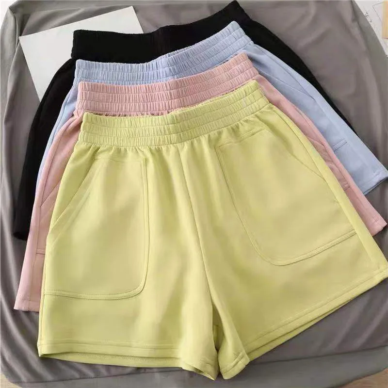 Description Picture 5 of itemShorts Women Summer All Match Elastic Waist Loose Solid Casual Korean Style Fashion Soft Streetwear Female Pocket Short Trousers