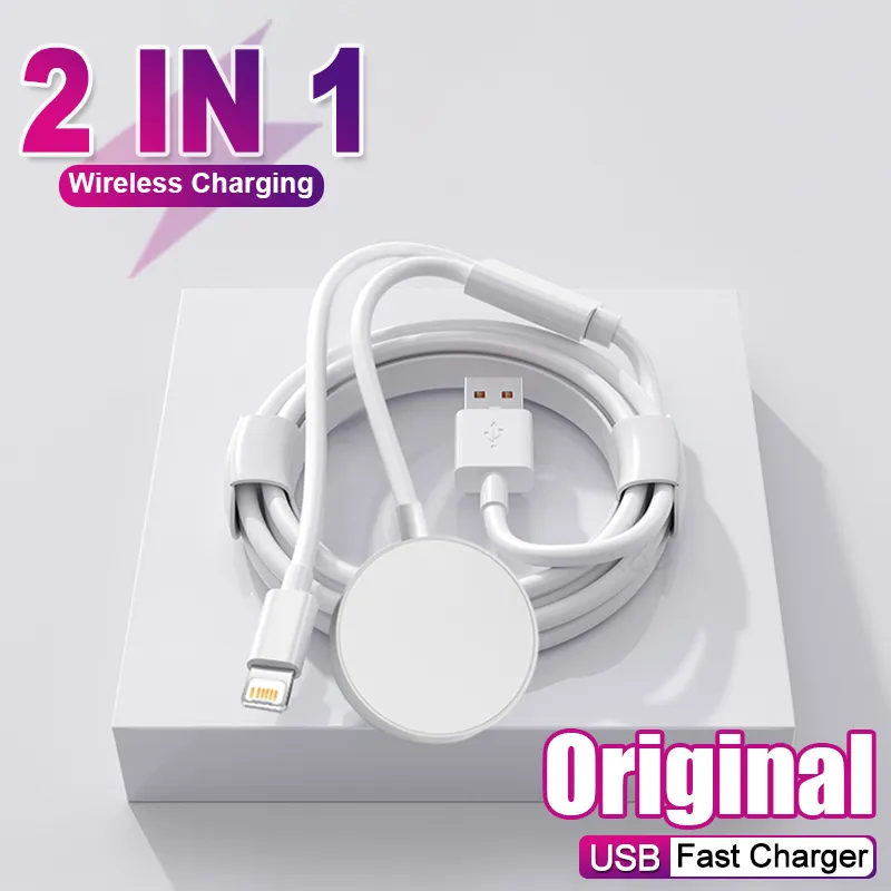 2 IN 1 Type C Portable Magnetic Wireless Charger For Apple iWatch 8 7 6 5 For iPhone 11 14 Pro Max USB-C Cable Phone Fast Charge