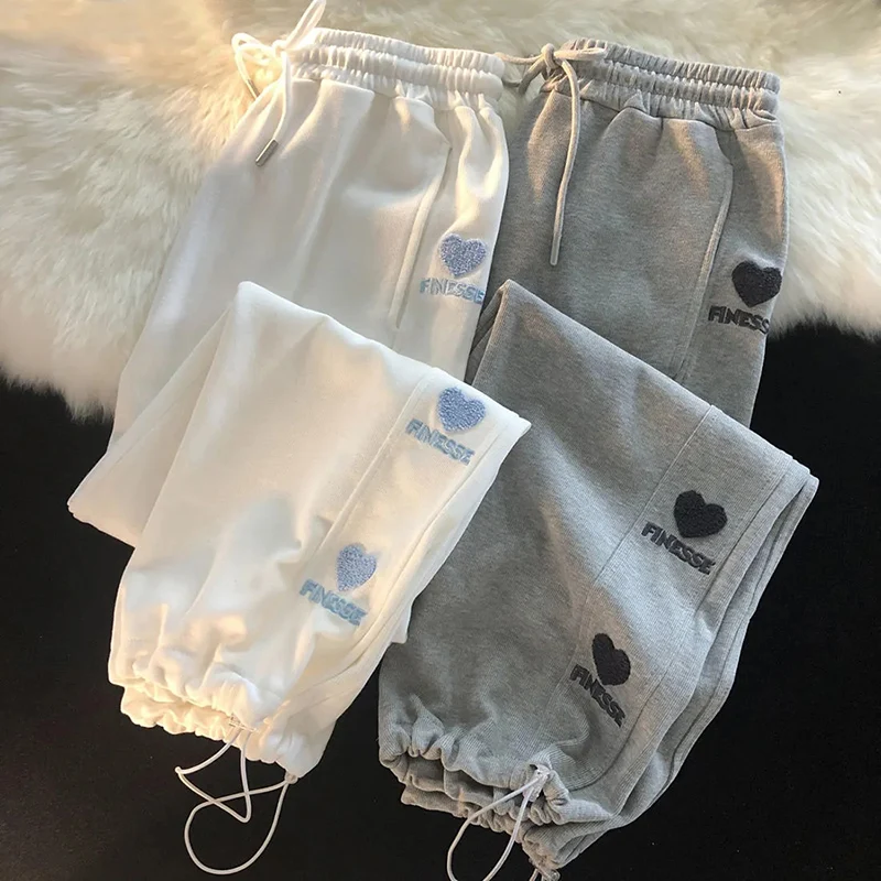 Description Picture 6 of itemHarajuku Women's Spring Autumn Thin Embroidery Sweatpants New Fashion Streetwear High Waist Wide Leg Pants Casual Loose Trousers