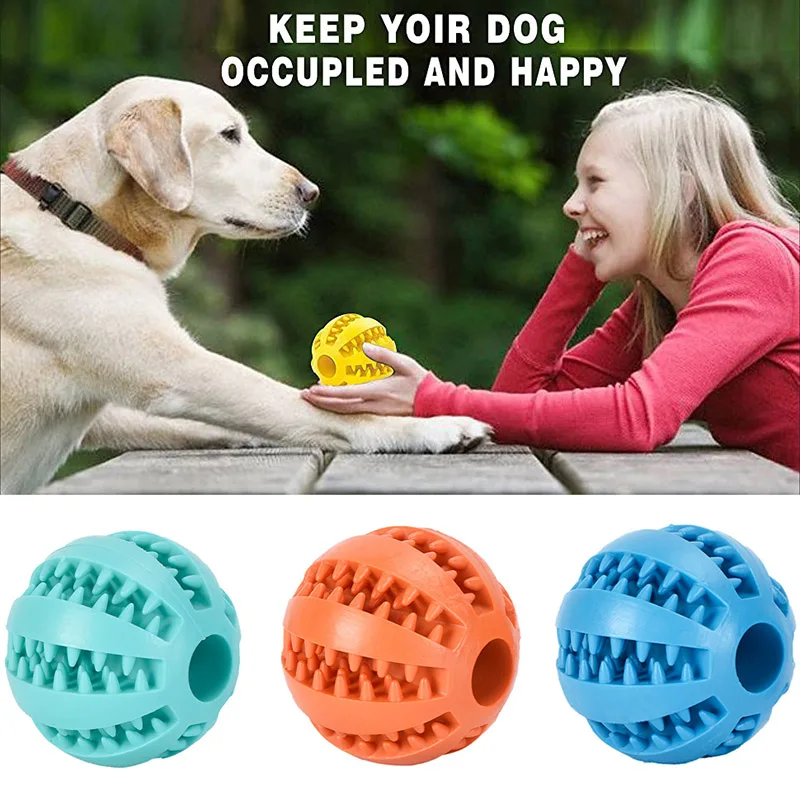 Description Picture 2 of itemPet Dog Toy Interactive Rubber Balls for Small Large Dogs Puppy Cat Chewing Toys Pet Tooth Cleaning Indestructible Dog Food Ball